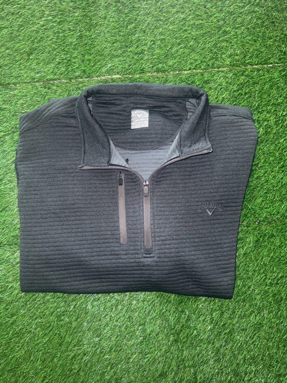 Callaway Opti Dri Men's Black Ribbed Quarter-Zip Pullover XL